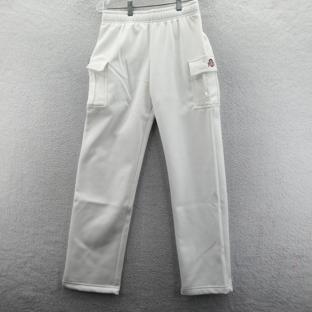 NCAA Cargo Sweatpants Womens Small Ohio State Buckeyes White Fleece Joggers